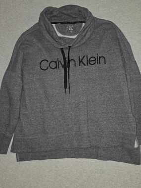 Calvin Klein Women's Gray Splitside Pullover Cowl Neck Grey Sweatshirt